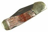 Pocket Knife With Lace Agate Inlays & Matching Base #327596-1